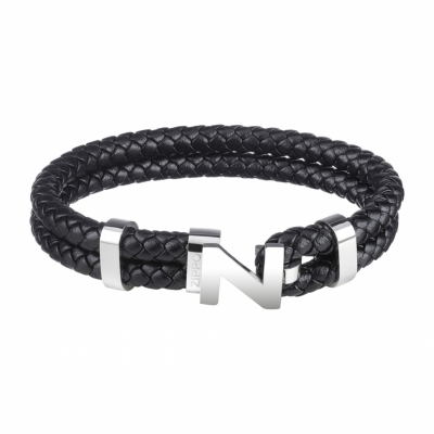 Браслет Steel Braided Leather Bracelet (22 см) ZIPPO 2007169 